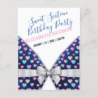 Sweet 16 Einladung mit farbenfrohen Fußketten und 