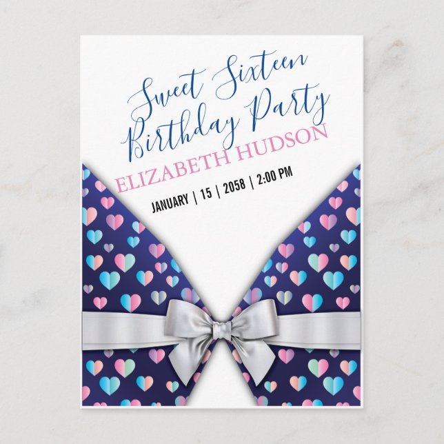 Sweet 16 Einladung mit farbenfrohen Fußketten und  (Vorderseite)