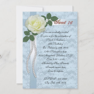 Sweet 16 Einladung satinSpitze und weiße Rose