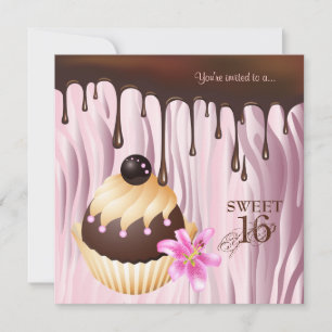 Sweet 16 Einladung Schokolade Cupcake Pink 2