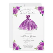Sweet 16 Einladung Silberfolie Lila Gown