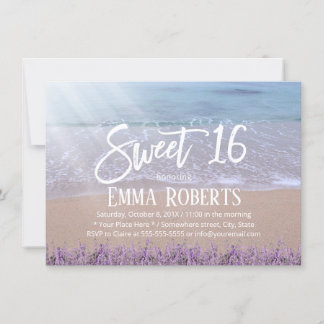 Sweet 16 Elegant Lavender Floral Beach Geburtstag Einladung