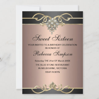 Sweet 16 Elégant Pearl rose Invitation d'anniversa
