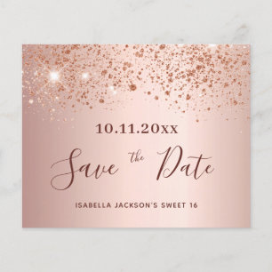Sweet 16 errush Rose Glitzer Haushalt Save the Dat Flyer