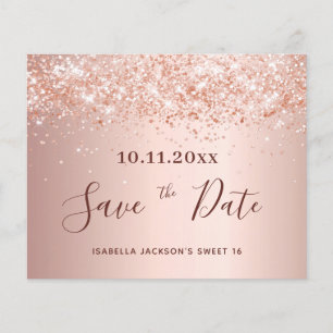 Sweet 16 errush Rose Glitzer Haushalt Save the Dat Flyer