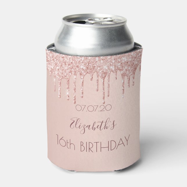 Sweet 16 errush Rose Goldname Tropfen Dosenkühler (Kanne Vorderseite)