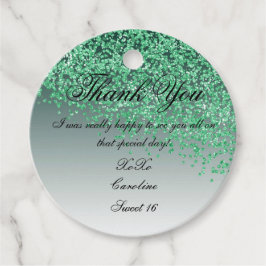 Sweet 16 Falling Green Glitzer Personalisiert Geschenkanhänger