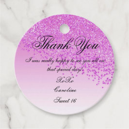 Sweet 16 Falling Pink Glitzer Personalisiert Geschenkanhänger