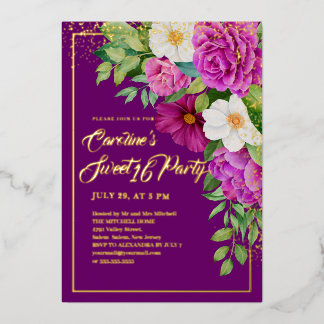 Sweet 16 farbenfrohe, blumenfarbene Wasserfarbe Li Folieneinladung