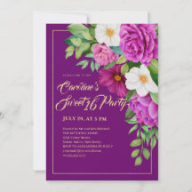 Sweet 16 farbenfrohe Floral Wasserfarbe Lila