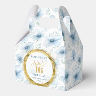 Sweet 16 Fevor Box Watercolor Blue Flowers Gold Geschenkschachtel