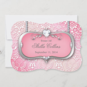 Sweet 16 Fleur Damask Carte photo d'anniversaire