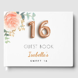 Sweet 16 floral Rose gold eucalyptus monogramm Gästebuch