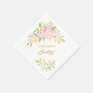 Sweet 16 Floral Wasserfarbe Rosa Elegant Serviette