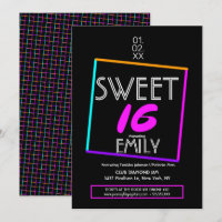 Sweet 16 Flyer Club Thema Geometrische Neon