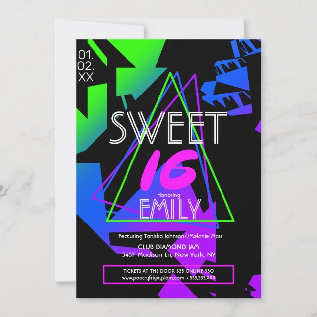 Sweet 16 Flyer Club thème Invitation promotionnell (Devant)