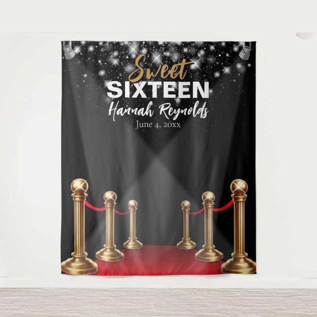 Sweet 16 Foto Backdrop - Hollywood Red Tepet Wandteppich (Vorderseite)