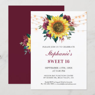 Sweet 16. Geburtstag Blumenblume Party Einladung