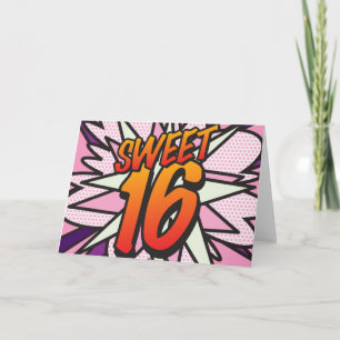 SWEET 16 GEBURTSTAG Comic Pop Art Pink Einladung