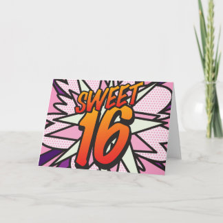 SWEET 16 GEBURTSTAG Comic Pop Art Pink Einladung