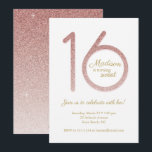 Sweet 16 Geburtstag Einladung in Rose Gold Glitzer<br><div class="desc">Dieses einfache, süße 16 Einladungs-Design verfügt über einen hübschen Rose Gold Glitzer 16. Klicken Sie auf die Schaltfläche Anpassen für mehr Flexibilität mit der Änderung des Textes! Variationen dieses Designs, zusätzliche Farben sowie koordinierende Produkte sind in unserem Shop, zazzle.com/doodlelulu*, erhältlich. Kontaktieren Sie uns, wenn Sie dieses Design auf ein bestimmtes...</div>
