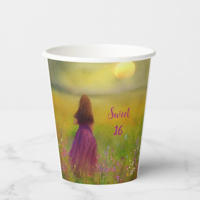Sweet 16 Geburtstag Pappbecher (Vorderseite)