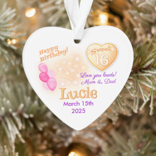 Sweet 16 Geburtstag personalisiert Girl Herzgesche Ornament