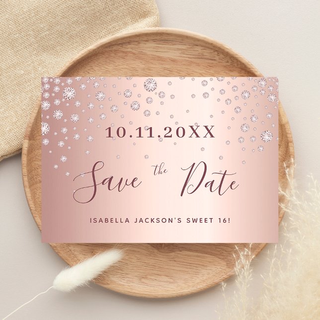 Sweet 16 Geburtstag Rose Golddiamanten Save The Date (Von Creator hochgeladen)