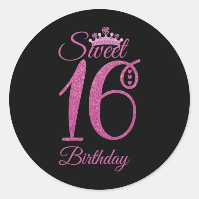 Sweet 16 Geburtstag Runder Aufkleber (Vorderseite)
