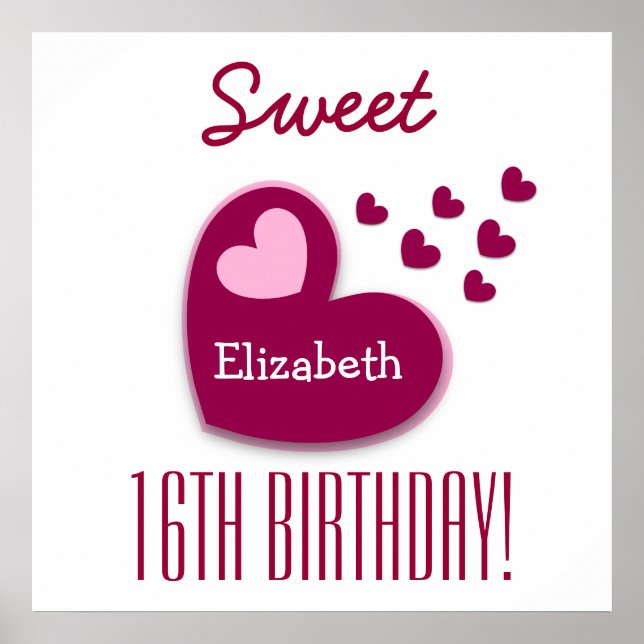 Sweet 16. Geburtstag Sprinkling of Hearts A01C1 Poster (Vorne)