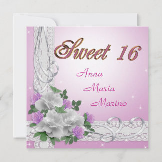 Sweet 16 Geburtstagsparty Einladung Rose