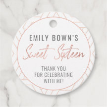 Sweet 16 Geburtstagsparty Favos Tags