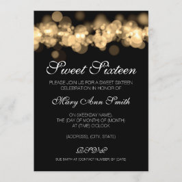 Sweet 16 Geburtstagsparty Gold Bokeh Lights Einladung