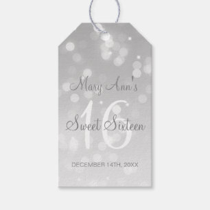 Sweet 16 Geburtstagsparty Silver Bokeh Sparkle Lig Geschenkanhänger