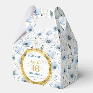 Sweet 16 Gevor Box Boho Dusty Blue Floral Glitzern Geschenkschachtel