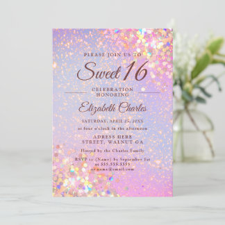 Sweet 16 Girl Birthday Rose Gold Glitzer Moderne Einladung