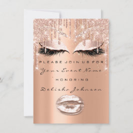Sweet 16. Glitzer Bridal Makeup Rose Cooper Tropfe Einladung