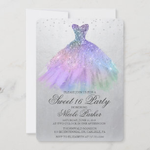 Sweet 16 Glitzer Kleid Diamond Einladung