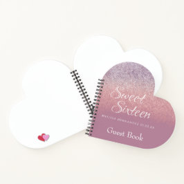 Sweet 16 Glitzer Ombre Guest Heart Notizbuch