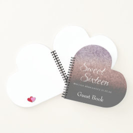 Sweet 16 Glitzer Ombre Guest Heart Notizbuch