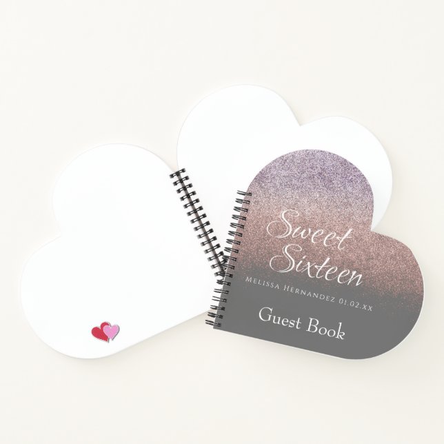 Sweet 16 Glitzer Ombre Guest Heart Notizbuch (Innenseite)