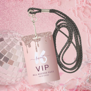 Sweet 16 Glitzer Rose Gold Geburtstag Einladung Ausweis