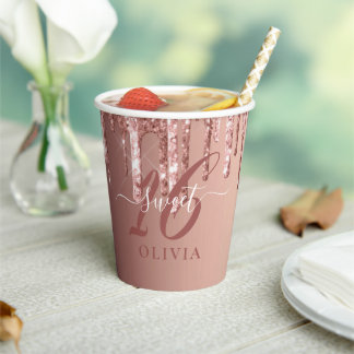 Sweet 16 Glitzer Tropfen Party Paper Cup Pappbecher