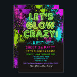 Sweet 16 Glow Party Einladung zum Geburtstag<br><div class="desc">Glow Party Dance Party Glow in the Dark Sweet 16 Birthday Einladung</div>