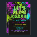 Sweet 16 Glow Party Einladung zum Geburtstag<br><div class="desc">Glow Party Dance Party Glow in the Dark Sweet 16 Birthday Einladung</div>