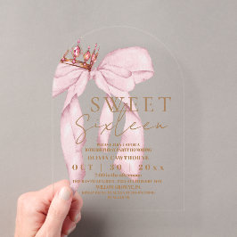  Sweet 16 Gold and Blush Pink Bow Birthday  Acryleinladungen
