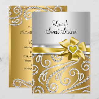 Sweet 16 Gold Bow & Sparkle Diamond Ankündigung