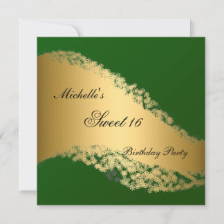 Sweet 16 Gold Green Elegante Einladung