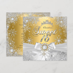Sweet 16 Gold Silver Princess Winter Wonderland Einladung