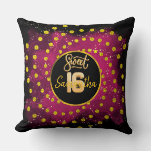 Sweet 16 Golden Glitzer Drehbuch werfen Kopfkissen Kissen